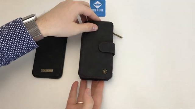 Видео Кожаный чехол кошелек CaseMe 007 Series черный на iPhone Xr