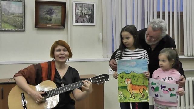 09.04.2022. МЯУ-МЯУ. Б. Илюхин. Выставка учеников Б. Илюхина в б-ке им. Фурманова. С внучками