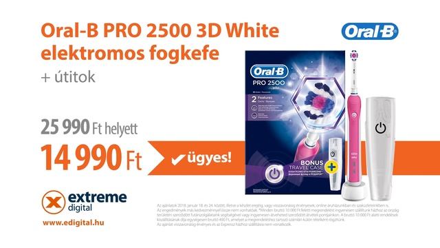 Extreme Digital - Nagy kiárusítás! - Oral-B PRO 2500 3D White elektromos fogkefe - 2018.01.18-24.