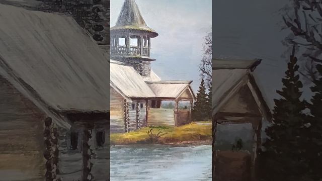 Обзор картины "Часовня Успения Богородицы." Акрил, холст 30х40см художник Цуканова Виктория.