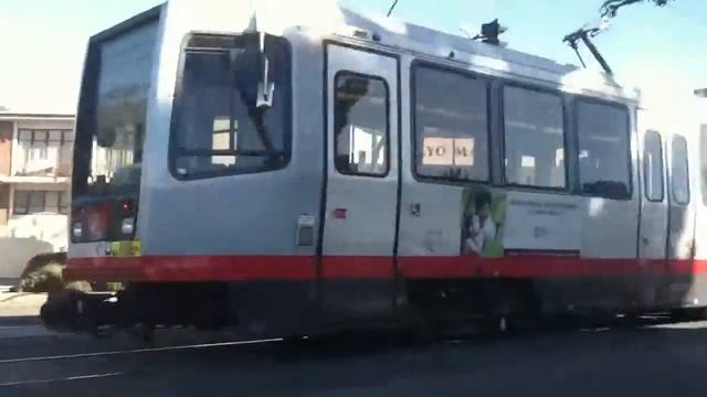 Driving through Sf, a muni train