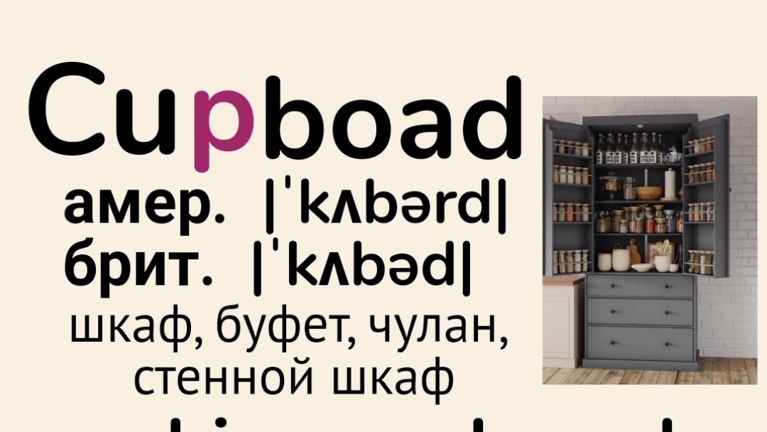 Слова с непроизносимыми буквами/тренажер👉cupboard