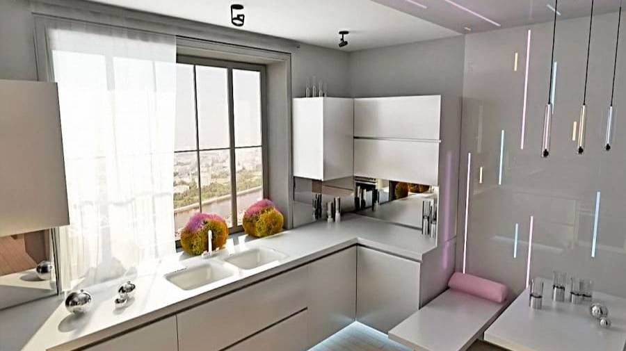 Маленькая кухня в стиле модернизм - идеи дизайна интерьера с высоким бюджетом