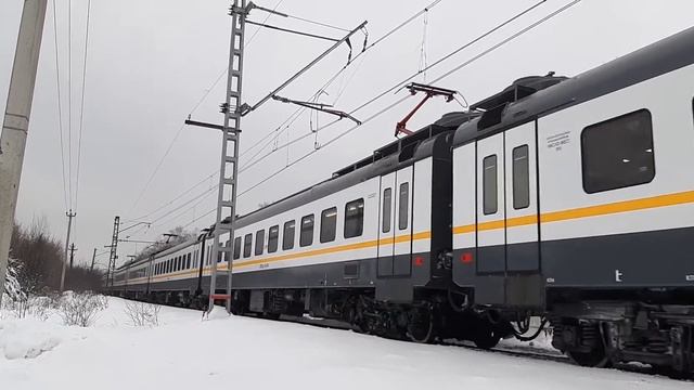Электропоезд ЭП2Д-0161 платформа Хлюпино до станции Звенигород 22.01.2022.