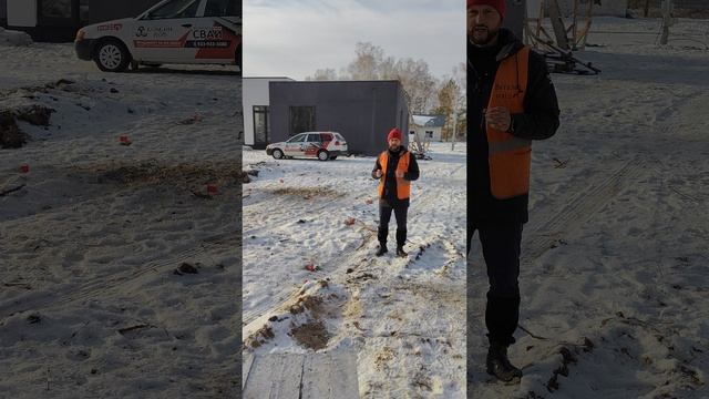 Монтаж ЖБ сваи Барнаул в зимний период. День первый.