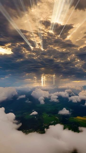 The sun's rays beautifully break through the clouds.🌞 #nature