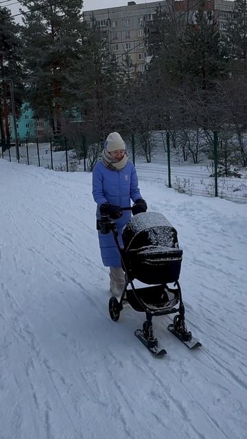 Тестируем лыжи на коляске #коляска