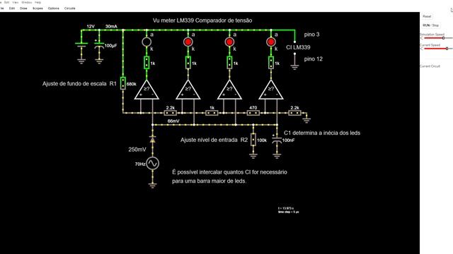 Vu meter 4 LEDs LM339