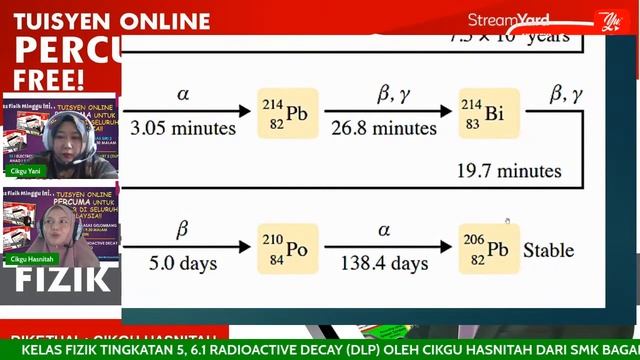 🔴 [LIVE] FIZIK TING 5, 6.1 RADIOACTIVE DECAY (DLP) OLEH CIKGU HASNITAH #73 #TUISYENPERCUMA