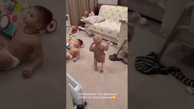 Тео уверенно ходит
