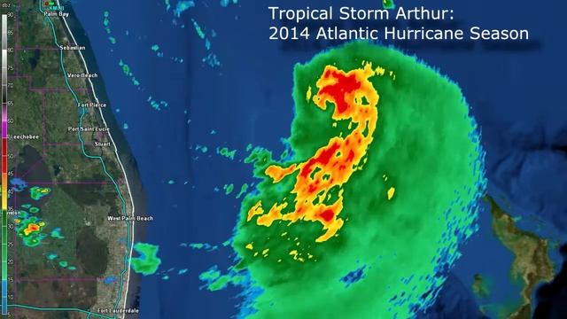 GR2Analyst Tropical Storm Arthur Radar Loop 7-1-2014 6pm central time