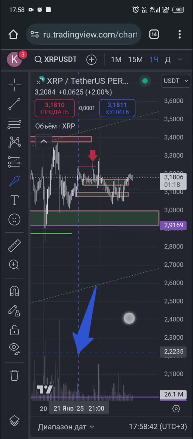 24/01/2025 обзор на  xrpusdt p.  на 18-00мск