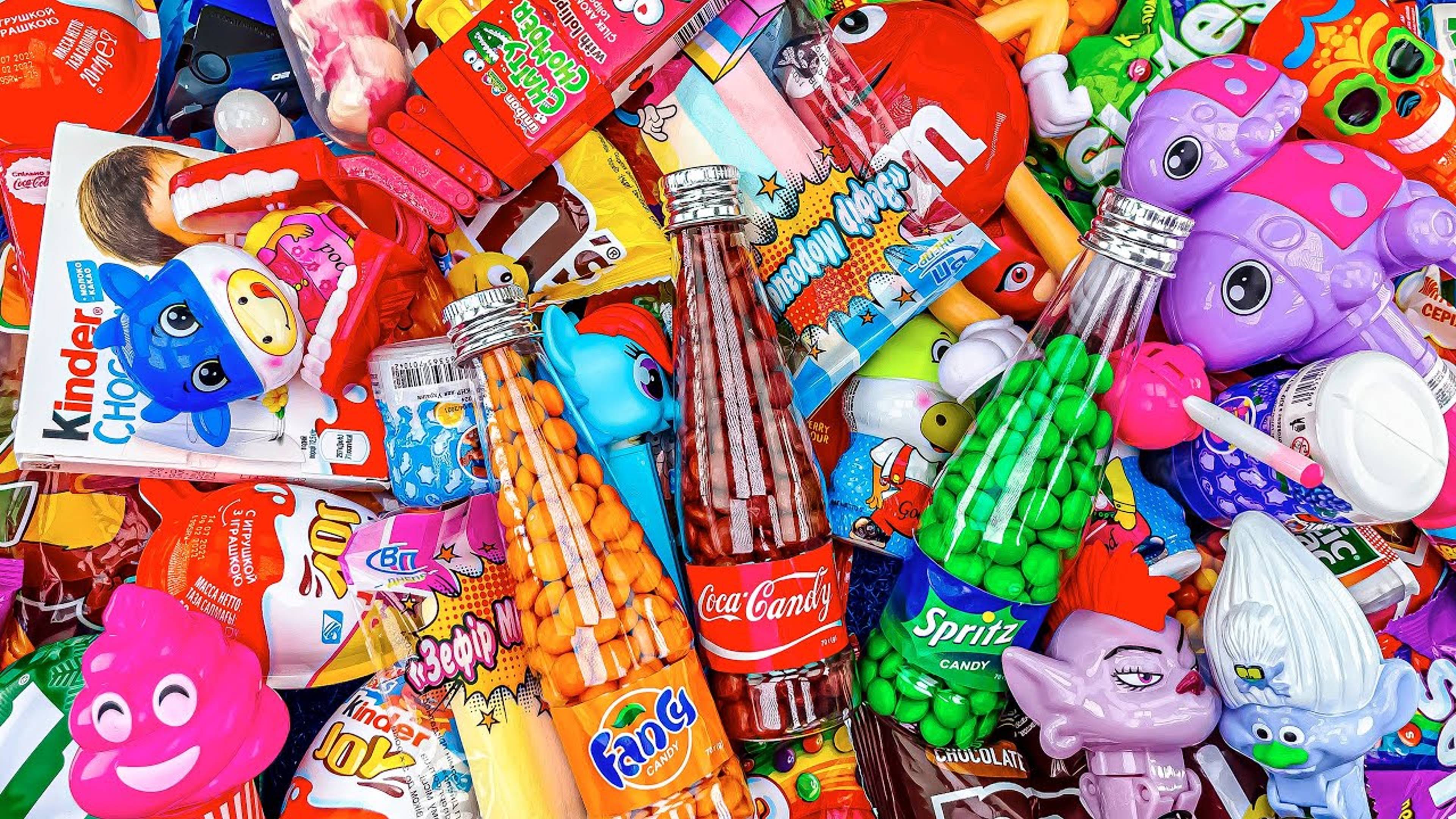 Opening a Lot of Rainbow Yummy & Tasty Candy with Coca Candy & M&M's ASMR