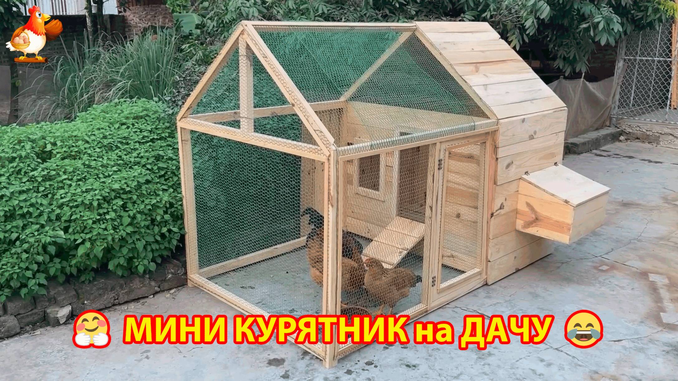 Мини курятник на 3-5 кур для дачи и сада с закрытым выгулом 🛖 Можно переставлять по участку 🤗