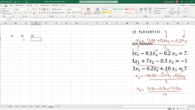 Gauss Seidel Metodu İterasyon Yöntemi Teori ve Excel Uygulaması Örnek Soru