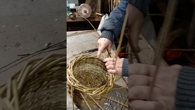 как заплести верх корзины в 3 прута часть вторая