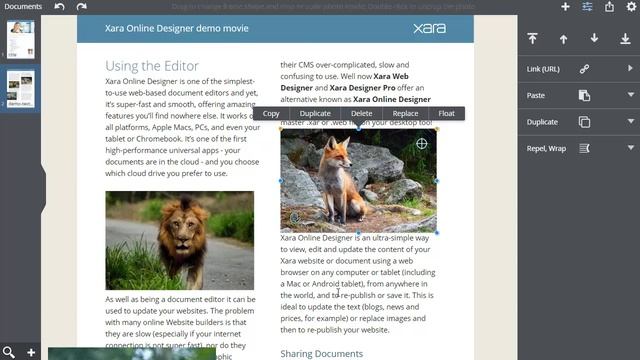 Adding photos to Xara Cloud