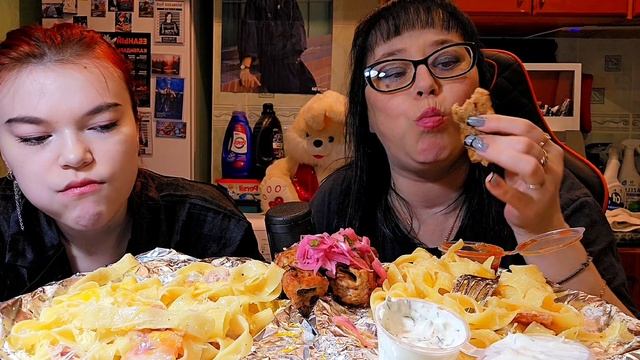 Мукбанг | Паста Карбонара, Люля Кебаб из свинины | Обжор Асмр
