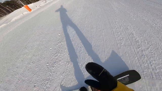 Snowboard training on Mount Uktus in snow park (how I did my first backside 180 on a springboard)