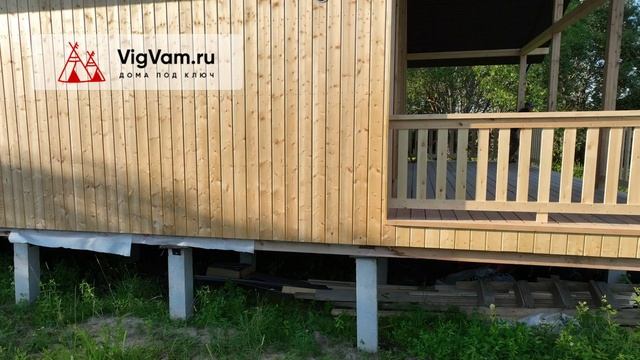 Каркасный дом под ключ с террасой и панорамным остеклением