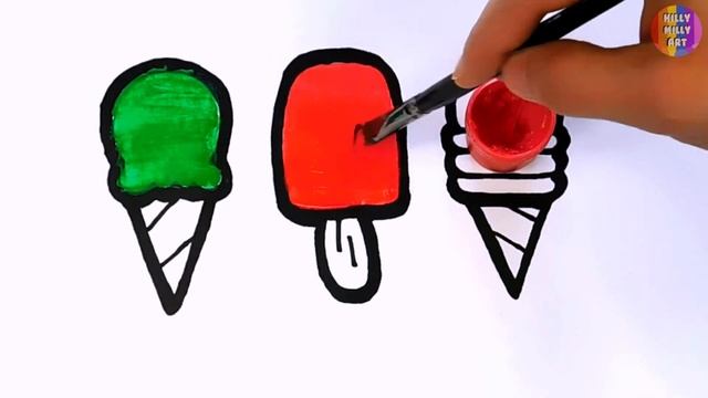 Glitter Toy Ice cream coloring for kids | Hilly Milly Art