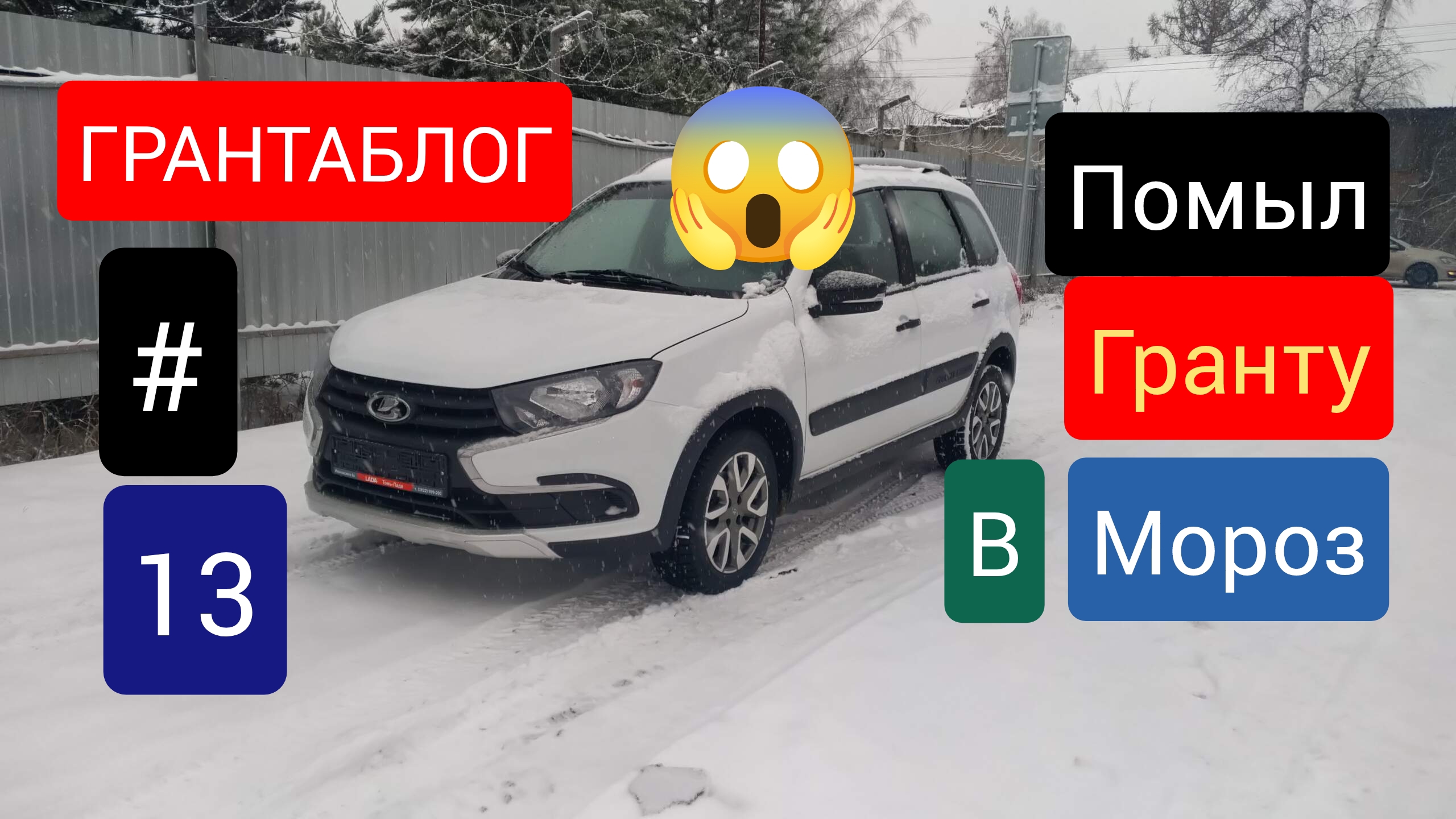 Грантаблог#13 Помыл керхером Ладу Гранту Кросс в мороз на улице 😱❗Колодки примёрзли