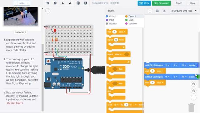 004 TINKERCAD ARDUINO Circuit design RGB LED Color Mixing   Tinkercad