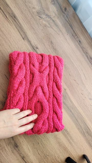 Снуд спицами малиновый  #knitting,#handmade needlework