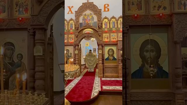 Первая литургия в Храме Всех Святых на монастырском скиту.