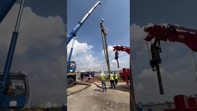 Устройство шпунта Ларсена вибропогружателем Allpacks 40AM 🔝АРЕНДА СПЕЦТЕХНИКИ +7 (985) 185-77-77