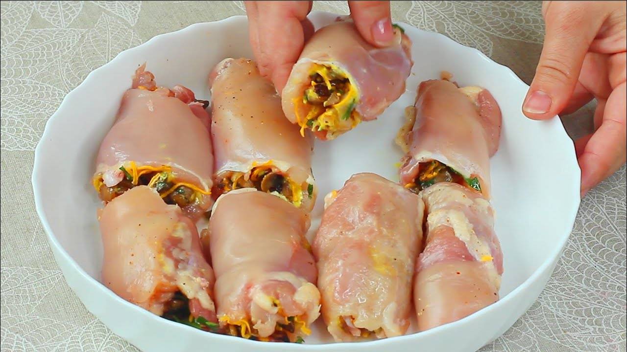 Куриные рулетики с грибами