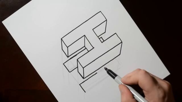 How to Draw 3D Floating Letter H - Trick Art on Paper