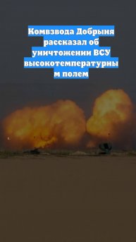 Комвзвода Добрыня рассказал об уничтожении ВСУ высокотемпературным полем