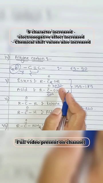 CHEMICAL SHIFT VALUES- CARBON SPECTROSCOPY(C-13 NMR Spectroscopy)#nmr #shorts#youtubeshorts