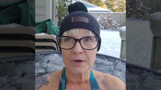 Entering an ice bath calmly, with intention.