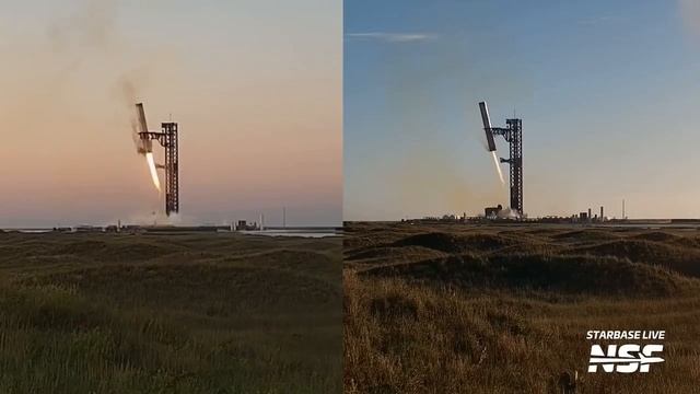 Сравнение ловлей ускорителя 5й и 7й полёт Starship