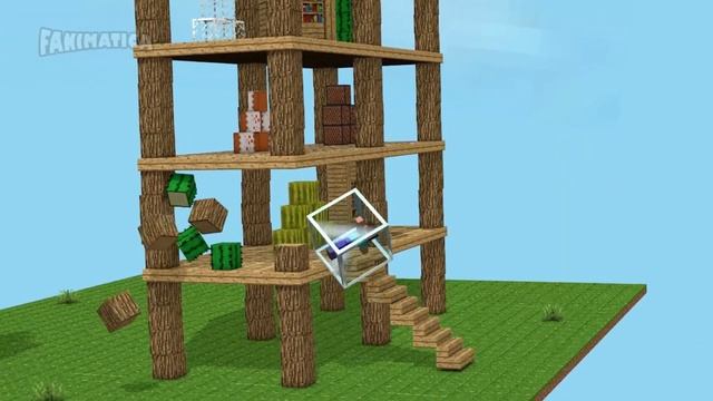 Steve in the cube - Minecraft animation and simulation
