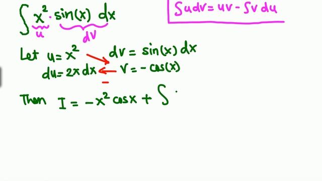 Integration by Parts: x^2 sin x (video 9/18)