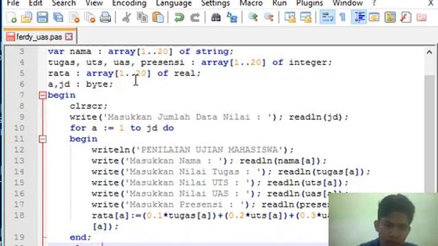 Program Pascal Array "Program Penilaian Mahasiswa"