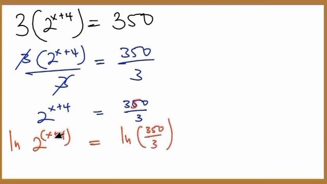 Exponential Equation.3(2^x+4)=350.|-Algebra Equation.|-Solve For X?