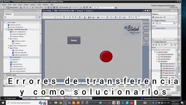 Error de comunicación WinCC HMI Siemens