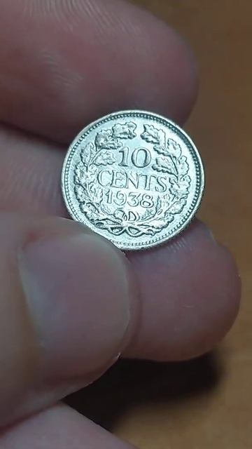 10 Cents - Wilhelmina - Netherlands - 1938 - Silver coin #shorts