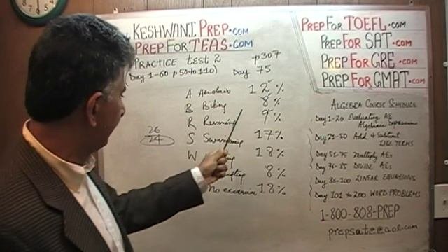 TEAS V, Practice Test 2, P307, Study Manual, Math Day 75, Nursing Online Prep Tutor GRE, GMAT, SAT