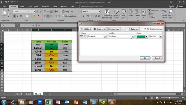 MS.Excel 2016  Lesson 12 pashto  (Sorting and Filter) byRAHIM HAIDERY