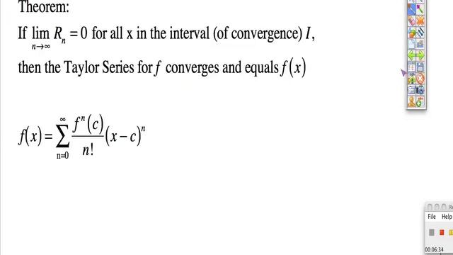 Taylor Series And Interval Of Convergence