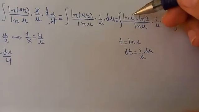 Integral de (ln2x/ln4x).(1/x)dx