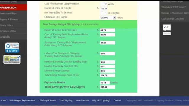 LED Savings Calculator