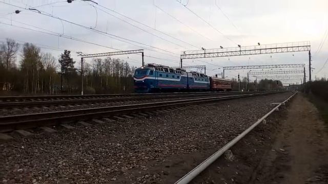 Электровоз ЧС7-063 с вагоном-дефектоскопом станция Бекасово 1 3.05.2016