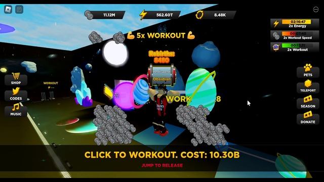 30 Million Strength Space area on Strongman Simulator Roblox