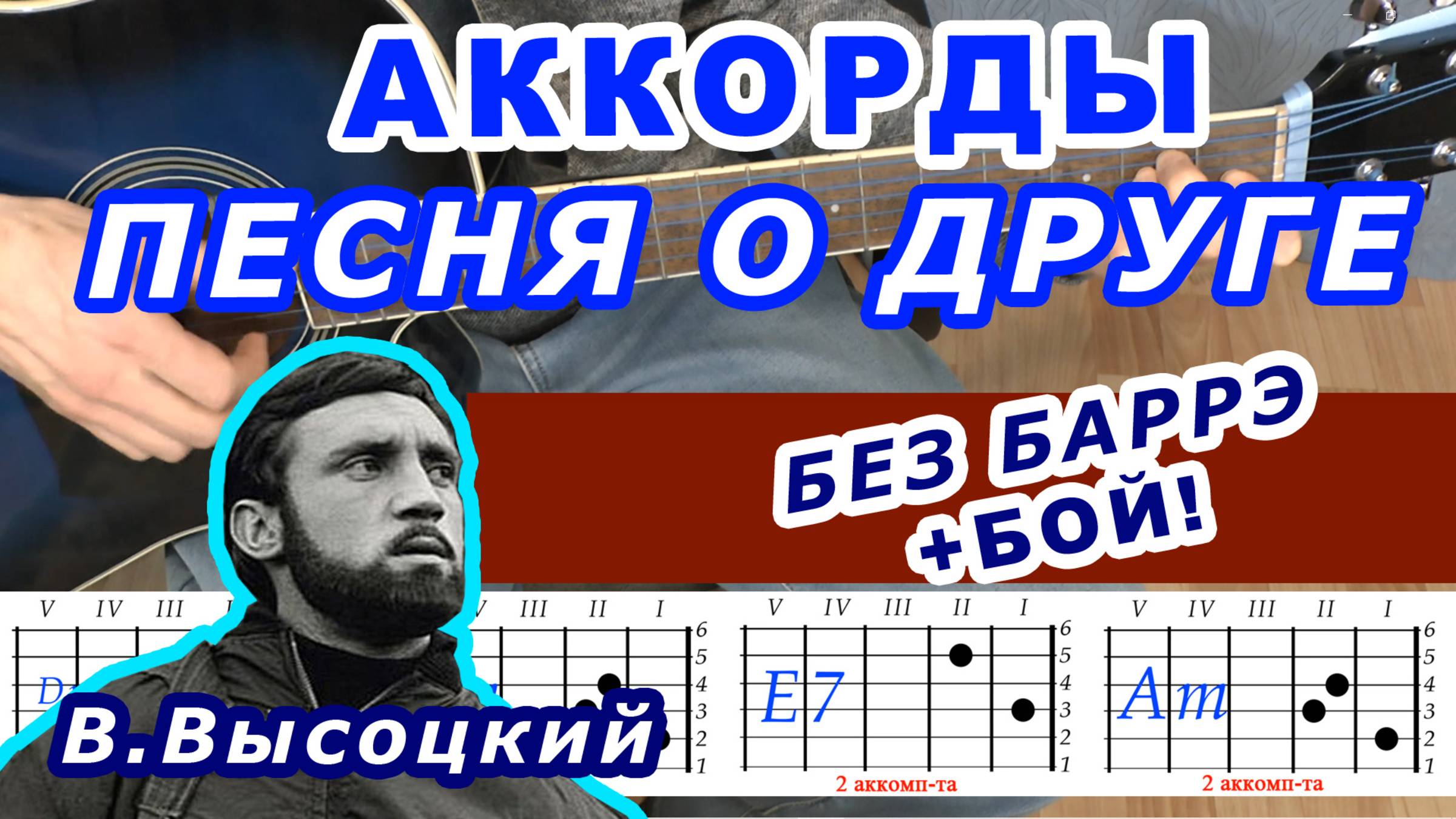 ЕСЛИ ДРУГ ПЕСНЯ О ДРУГЕ Аккорды 🎸 ВЫСОЦКИЙ ♪ Разбор песни на гитаре без баррэ ♫ Гитарный Бой